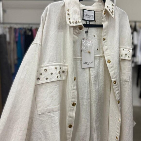 Embezzled White Denim Jacket - Picture 1 of 3